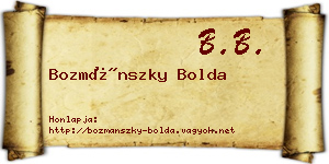 Bozmánszky Bolda névjegykártya